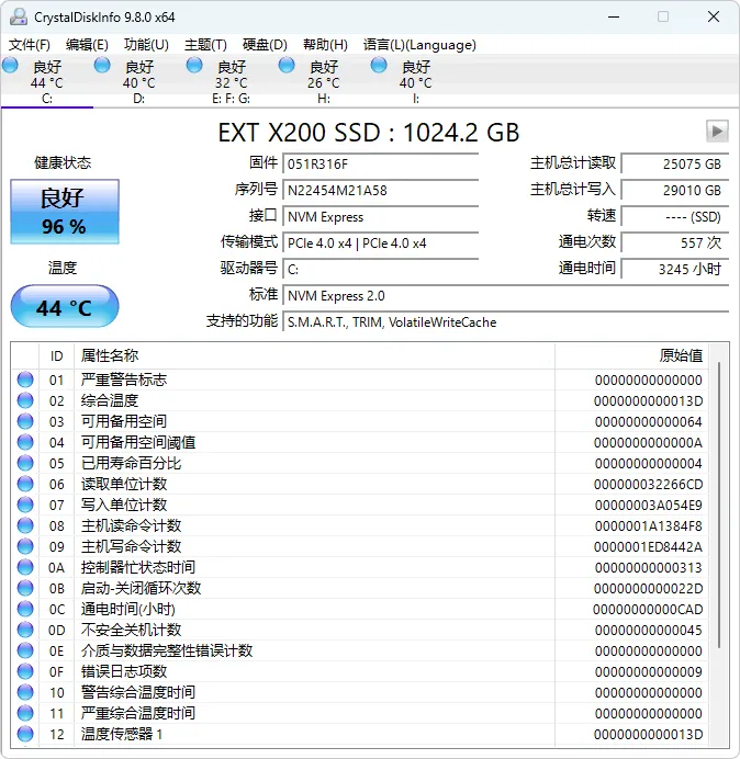 硬盘检测工具 | CrystalDiskInfo(v9.9.1)&CrystalDiskMark(v9.0.3)&CrystalMark Retro(v2.1.0)&CrystalMark3D25(1.0)-软件工具箱